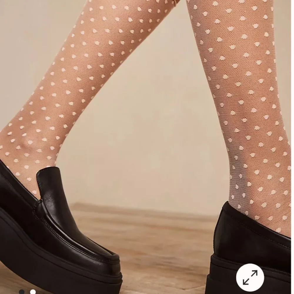 CouCou Lola Swiss Dot Sheer Long Socks Neutral Ivory New
